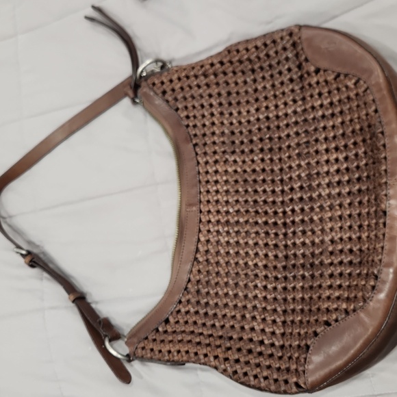 Frye Brown Leather‎ and Woven Shoulder Bag - Picture 2 of 7
